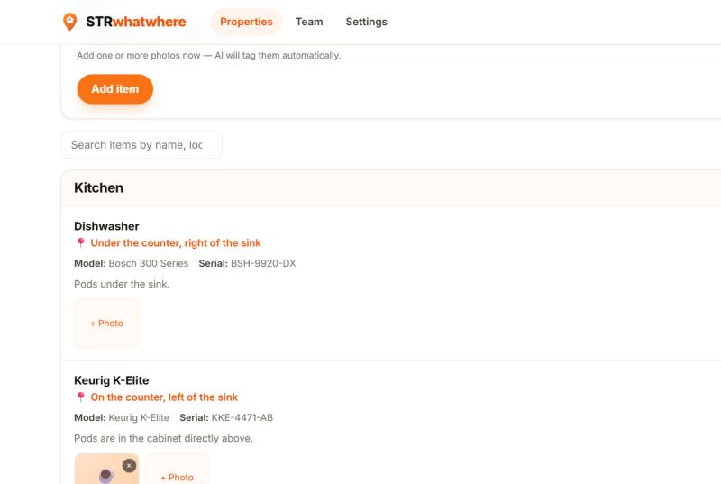 Room-by-room inventory